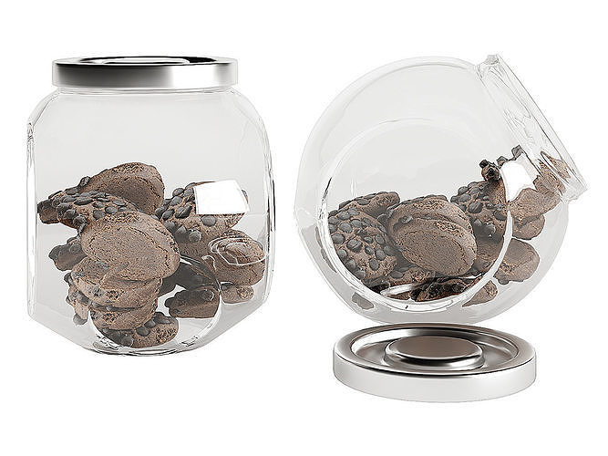 Chocolate Chip Cookies in a Glass Jar 14 3D model 7