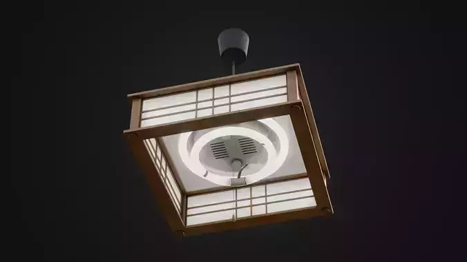Retro Japanese Ceiling Light Low-poly 3D model