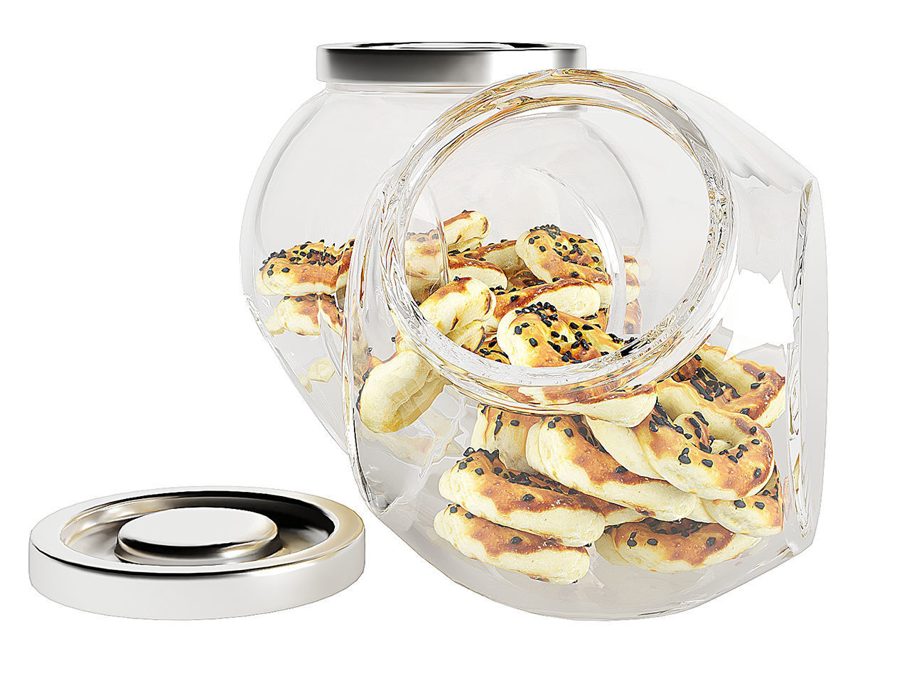 Chocolate Chip Cookies in a Glass Jar 15 3D model_2