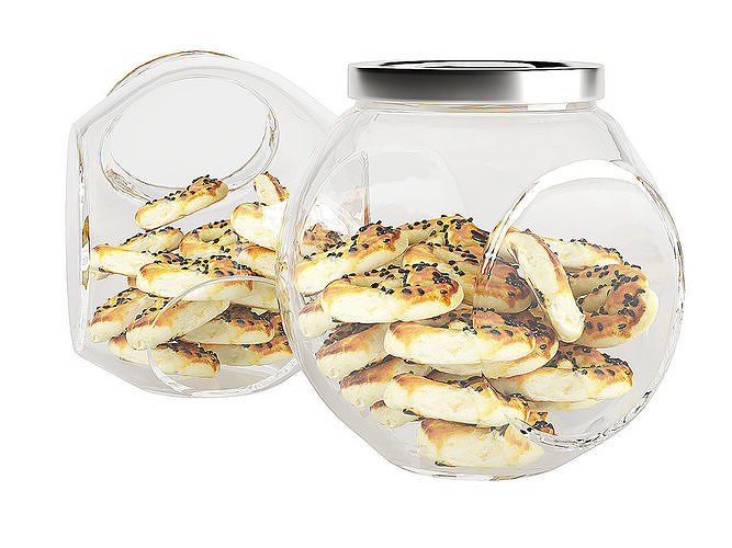 Chocolate Chip Cookies in a Glass Jar 15 3D model 5
