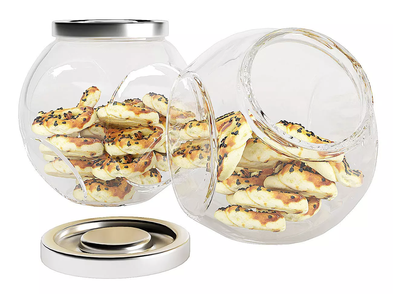Chocolate Chip Cookies in a Glass Jar 15 3D model_0