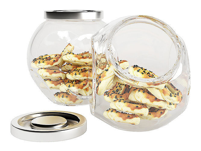 Chocolate Chip Cookies in a Glass Jar 15 3D model 2