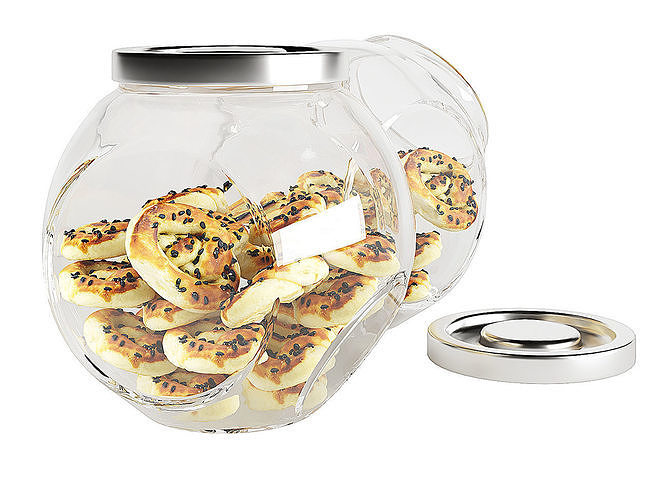 Chocolate Chip Cookies in a Glass Jar 15 3D model 7