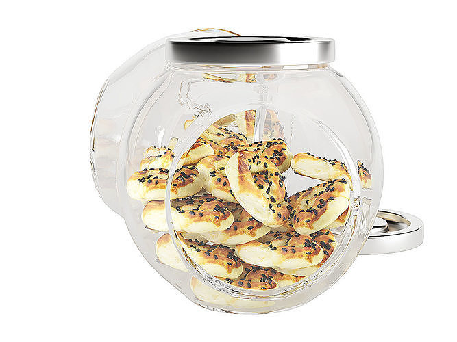 Chocolate Chip Cookies in a Glass Jar 15 3D model 6