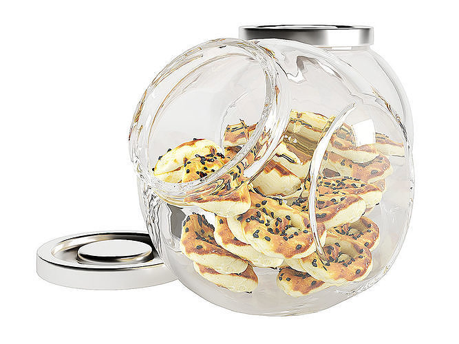 Chocolate Chip Cookies in a Glass Jar 15 3D model 4