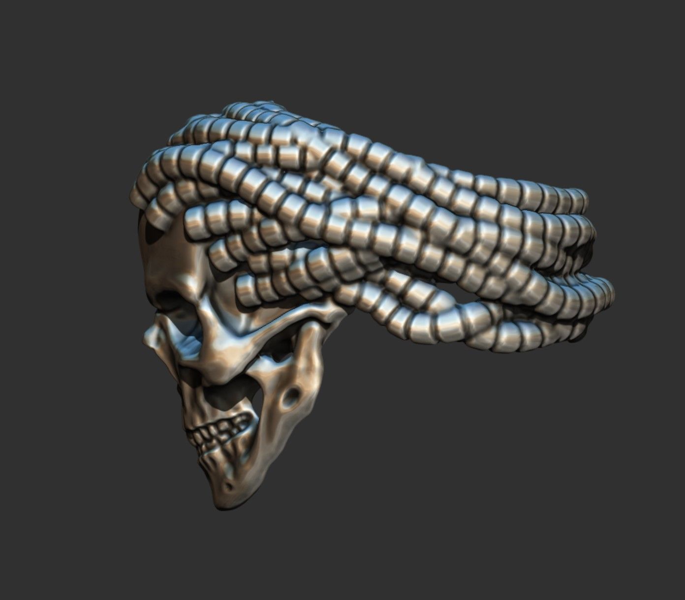 ring skull dreadlocks steampunk 3D print model_5