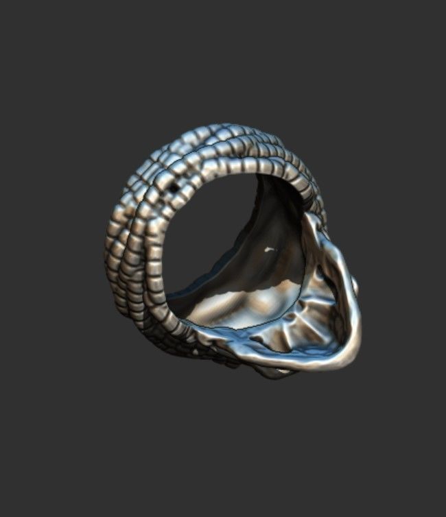 ring skull dreadlocks steampunk 3D print model_7