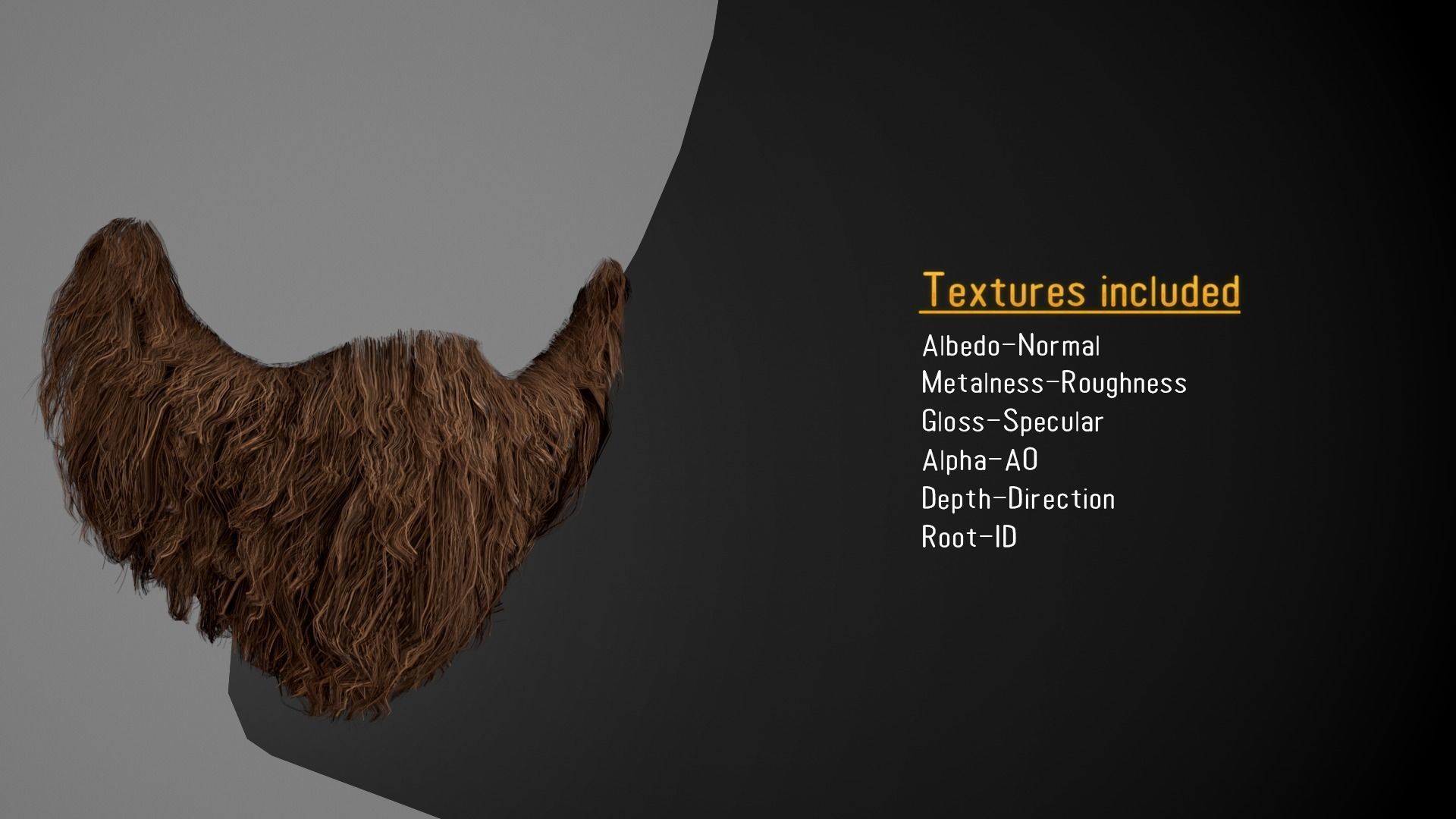 Facial Hair Cards Style 3 - Goatee Beard Low-poly 3D model_1