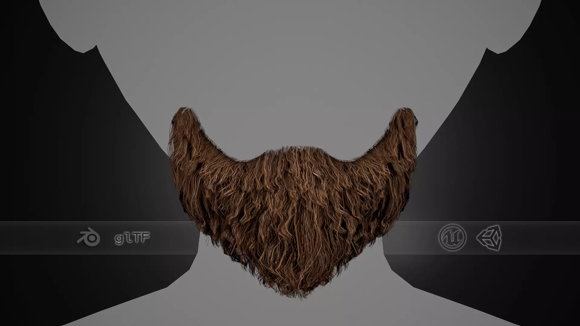 Facial Hair Cards Style 3 - Goatee Beard Low-poly 3D model_0