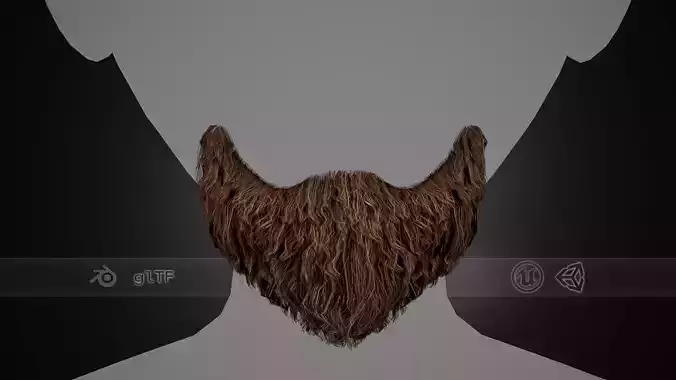 Facial Hair Cards Style 3 - Goatee Beard Low-poly 3D model