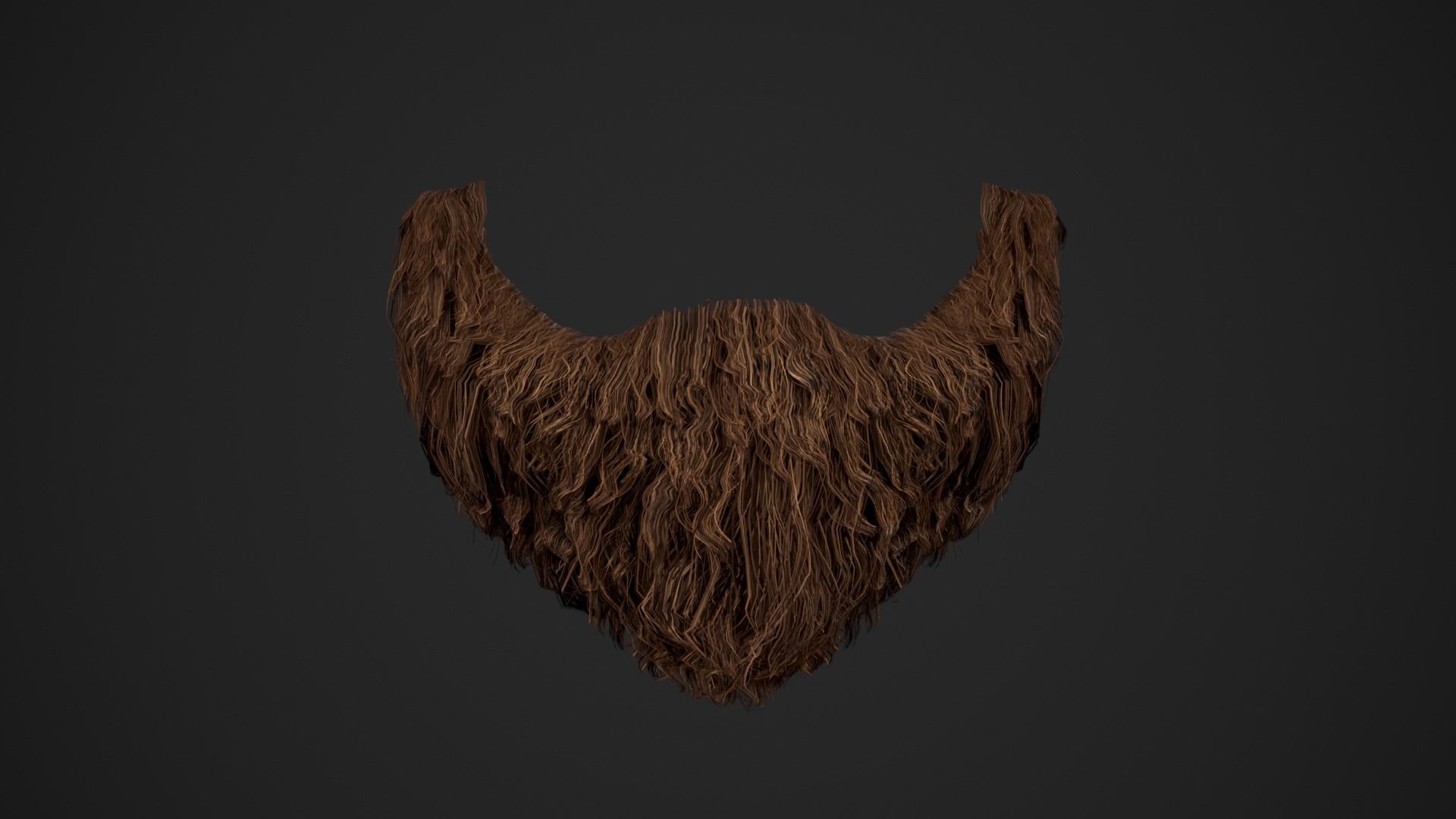Facial Hair Cards Style 3 - Goatee Beard Low-poly 3D model_11