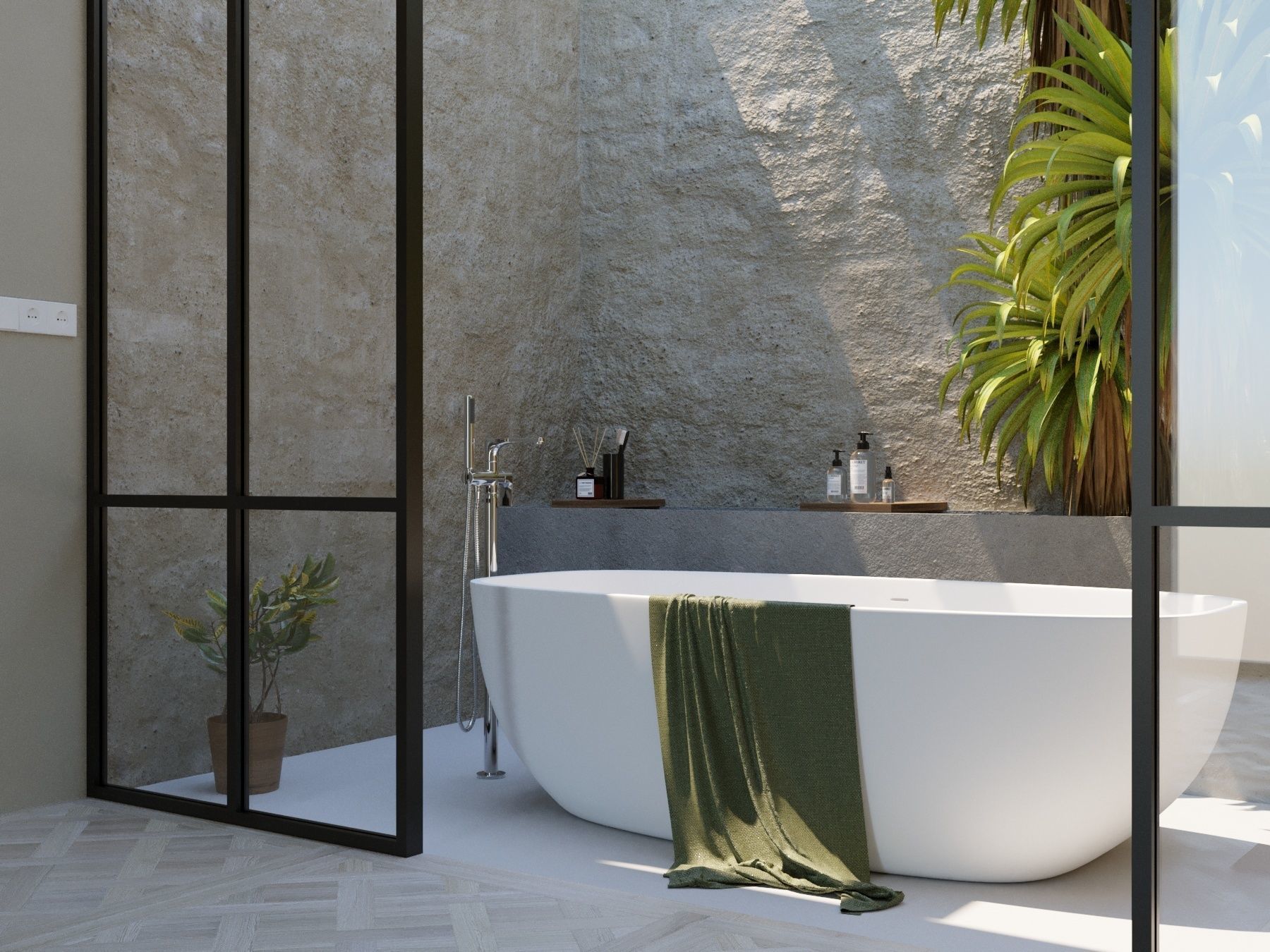 Classic Interior Bathroom Scene  3D model_2