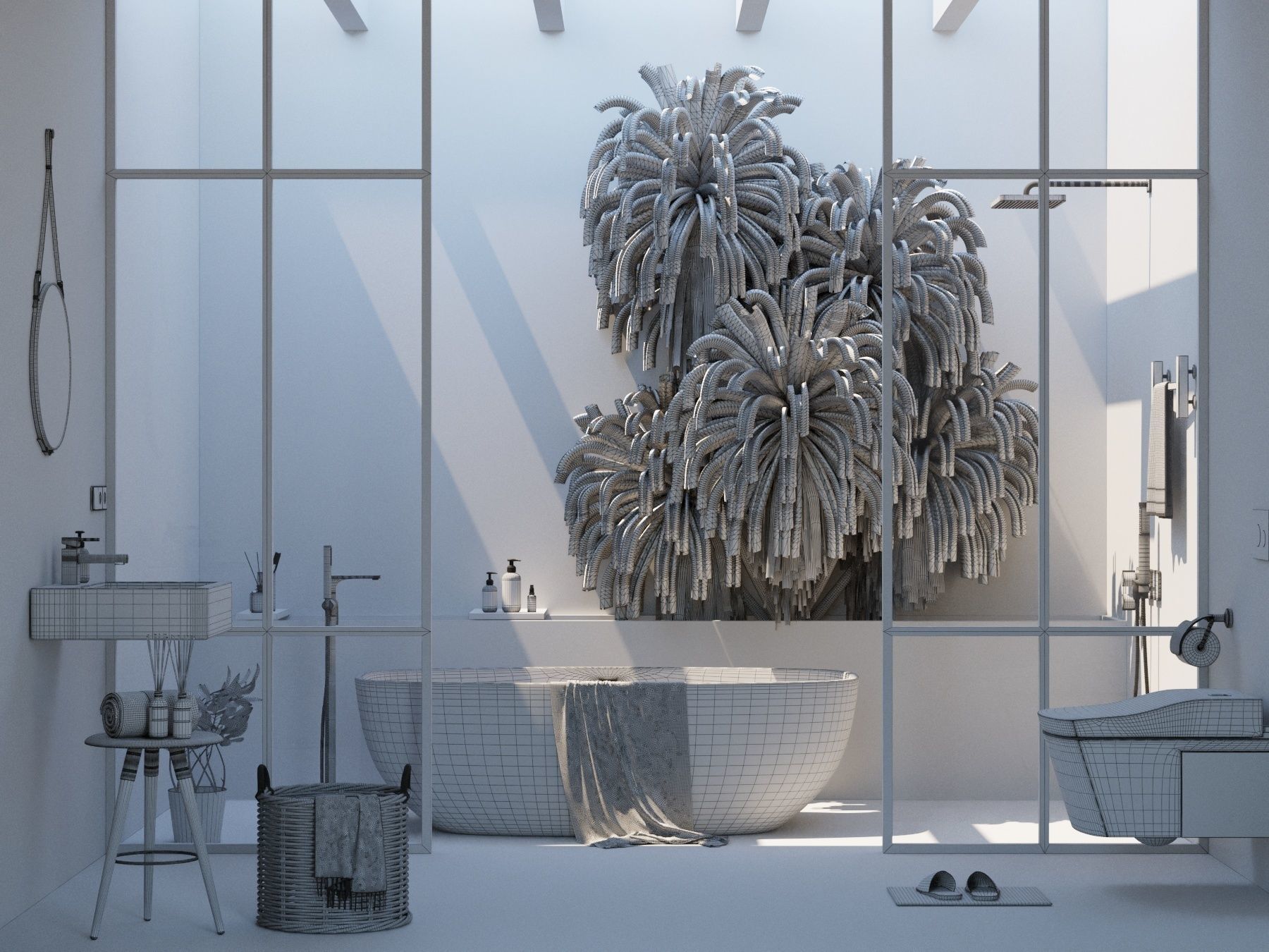 Classic Interior Bathroom Scene  3D model_5