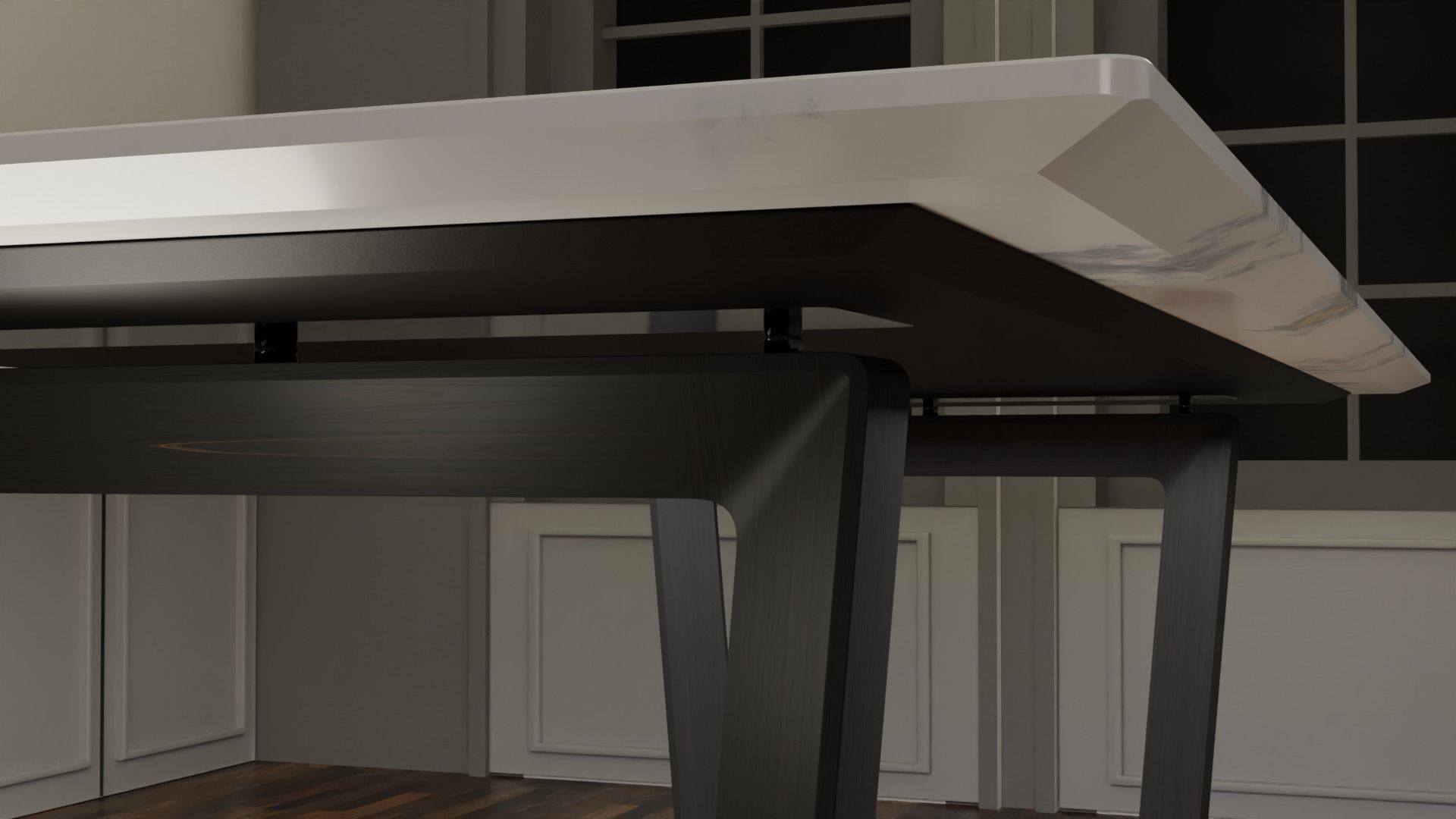 Marble Dining Table Low-poly 3D model_1