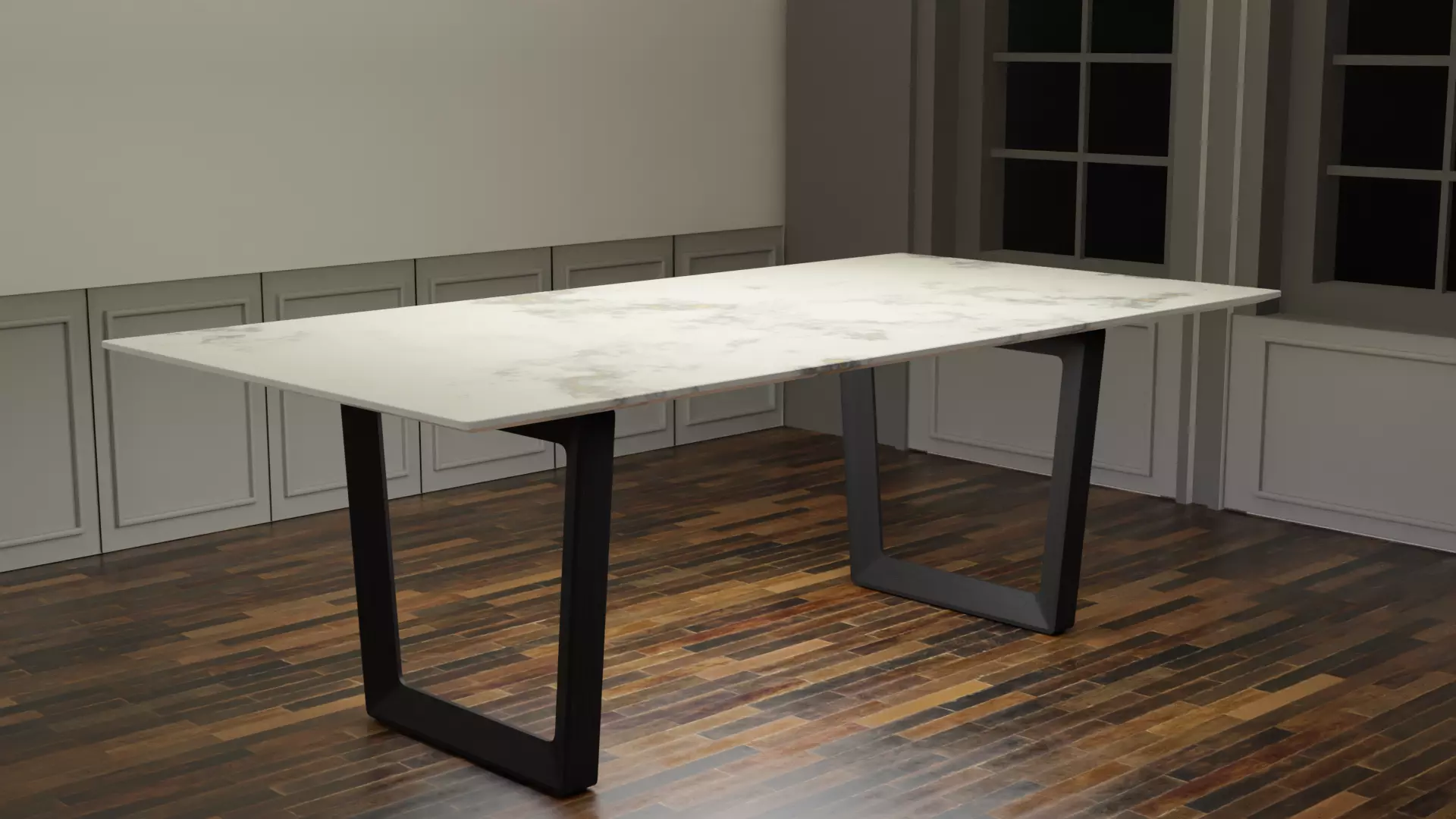 Marble Dining Table Low-poly 3D model_0