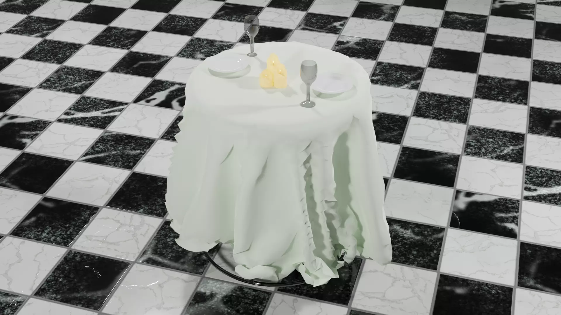 Table tablecloth 3D model_0