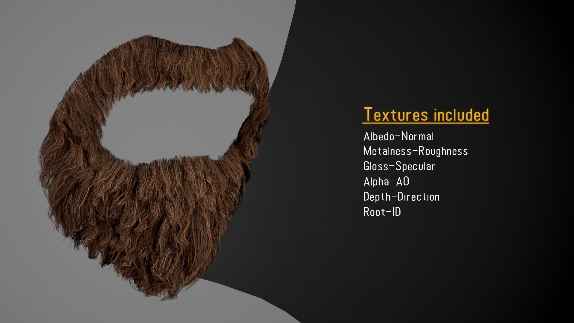 Facial Hair Cards Style 4 - Circle Beard Low-poly 3D model_1