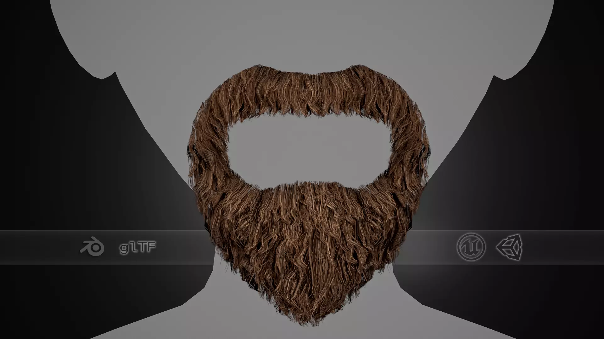 Facial Hair Cards Style 4 - Circle Beard Low-poly 3D model_0