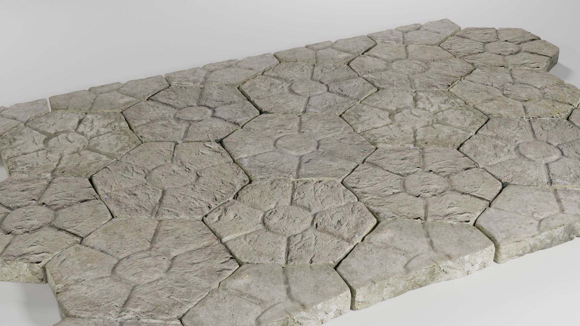 Stone tile pavement 3D model_4