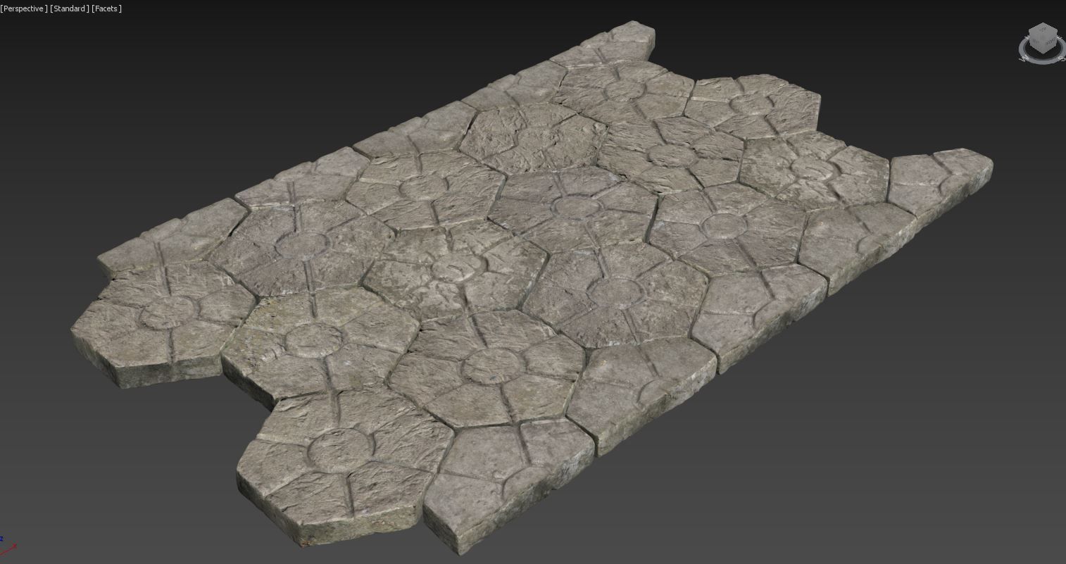 Stone tile pavement 3D model_6