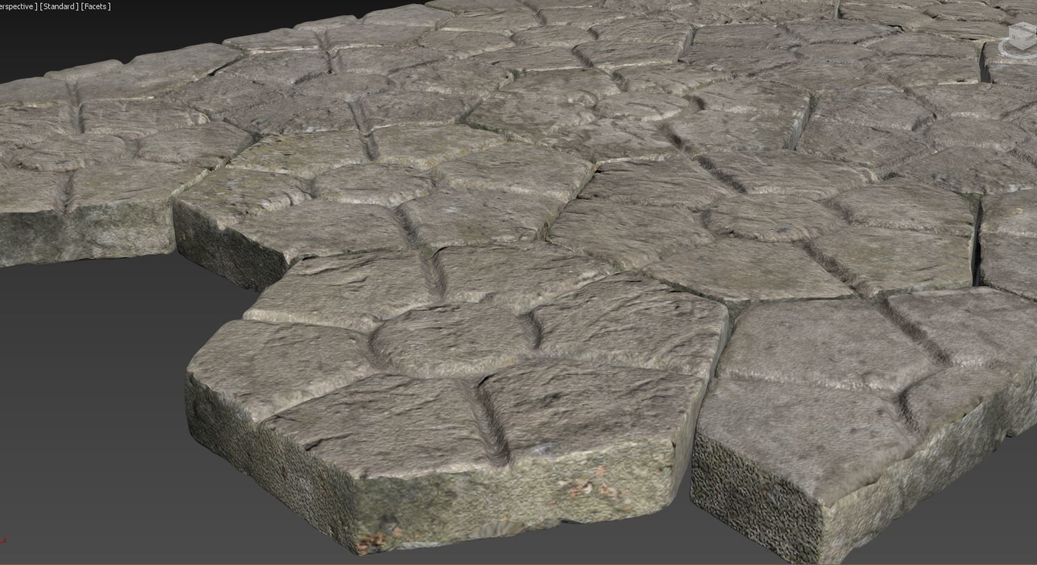 Stone tile pavement 3D model_11