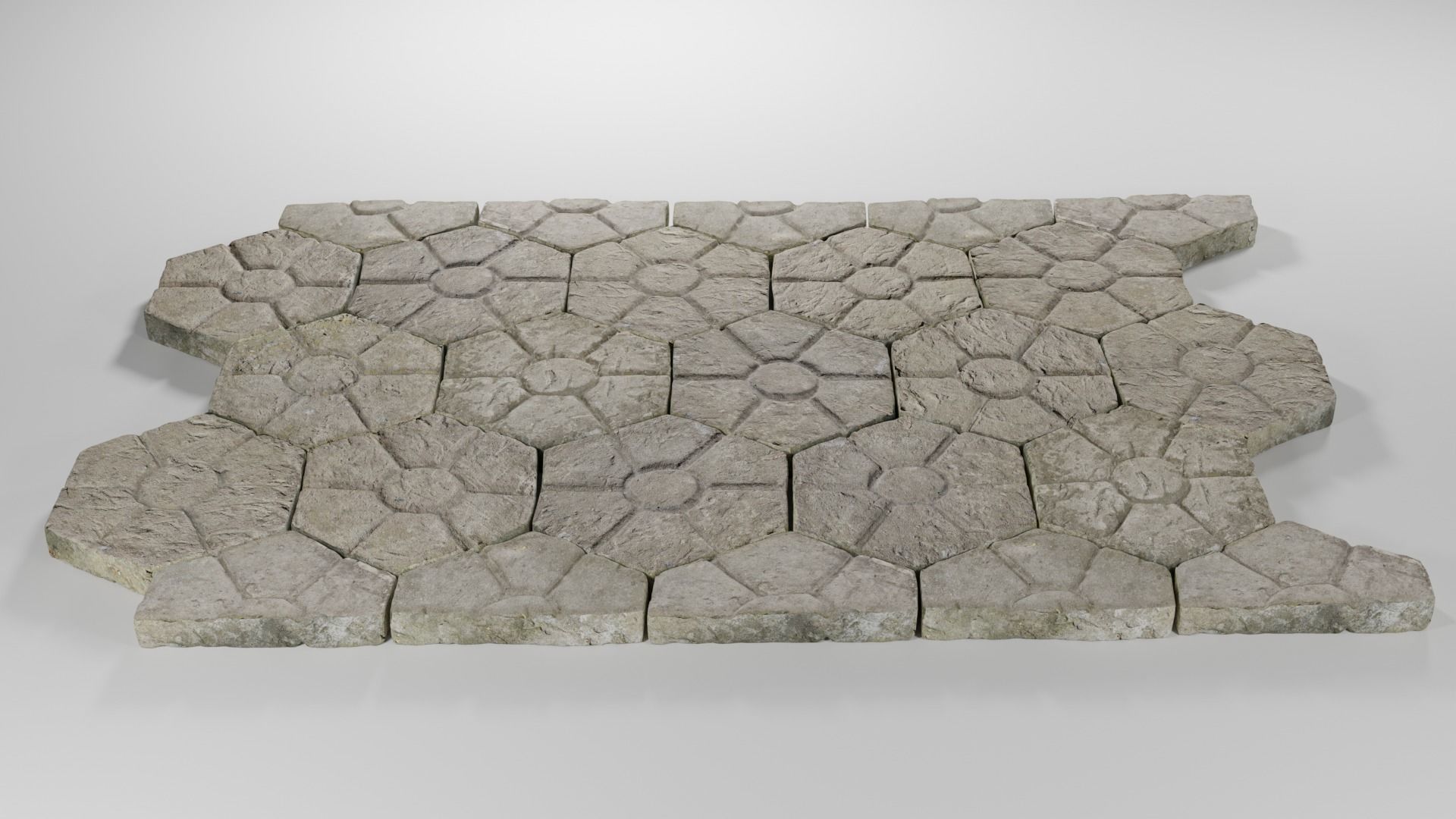 Stone tile pavement 3D model_2