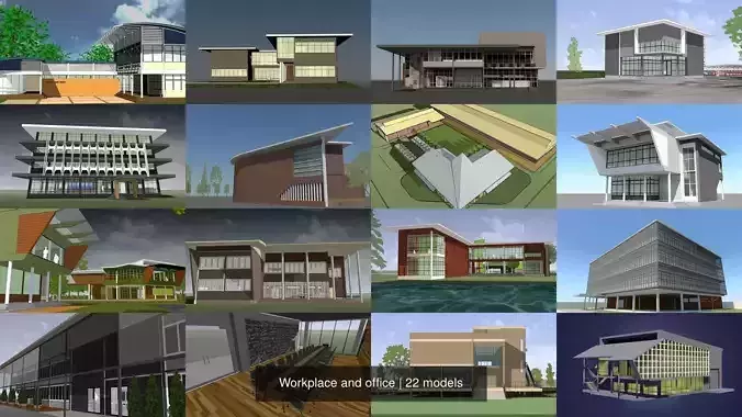 Workplace and office 3D Model Collection