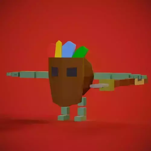 Stylized coconut warrior Rigged-Animated