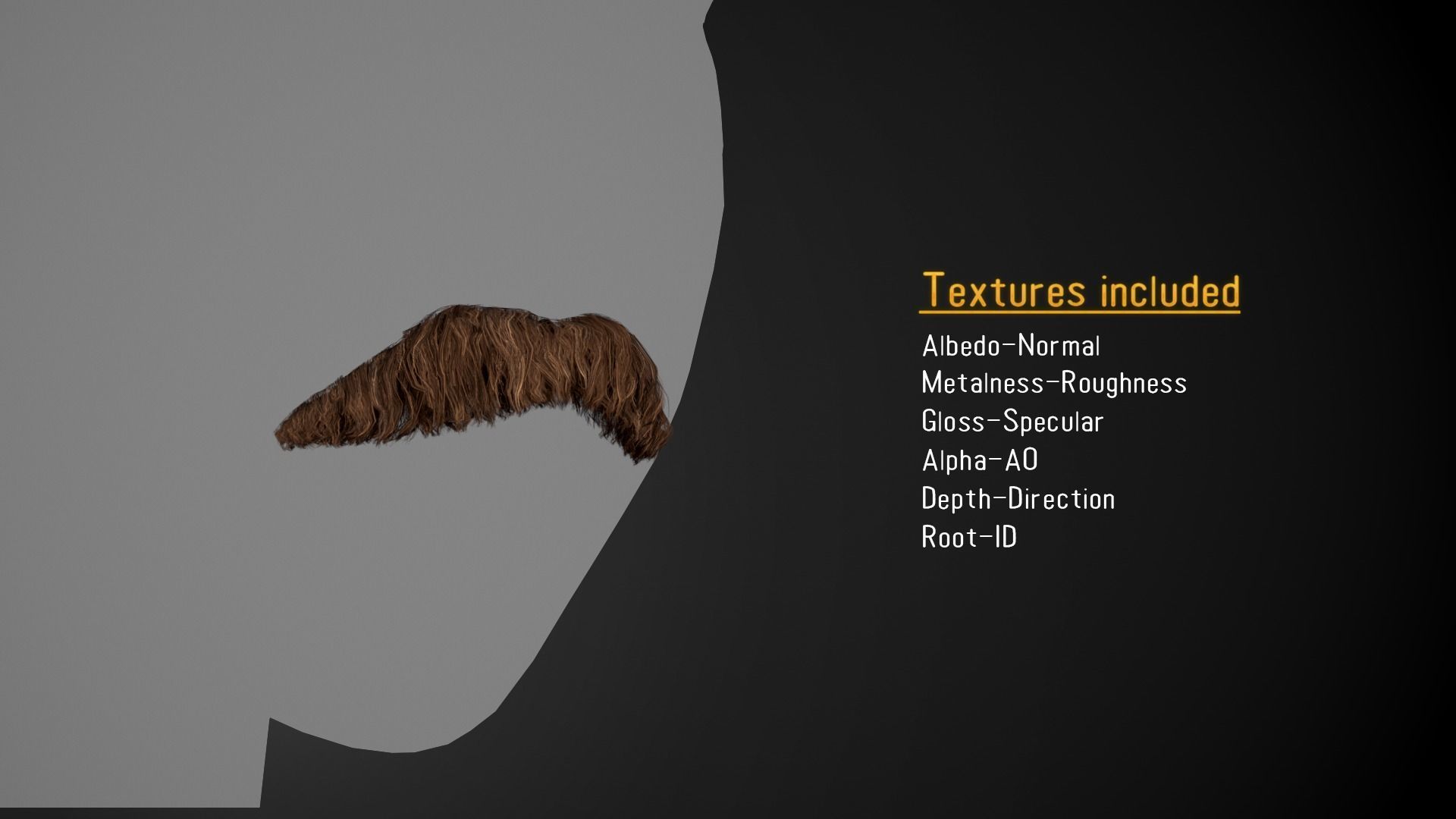 Facial Hair Cards Style 5 - Mustache Low-poly 3D model_1