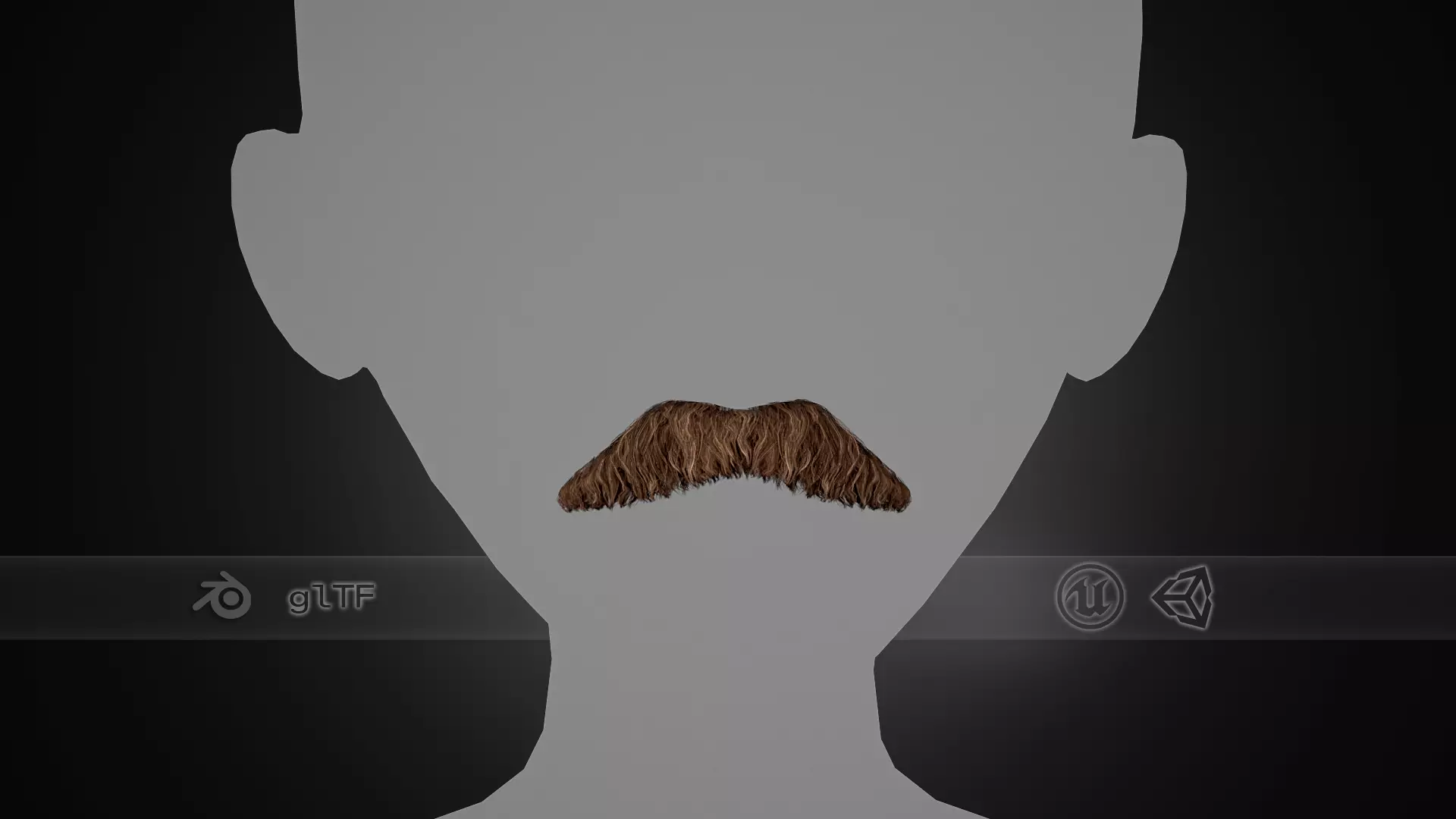 Facial Hair Cards Style 5 - Mustache Low-poly 3D model_0