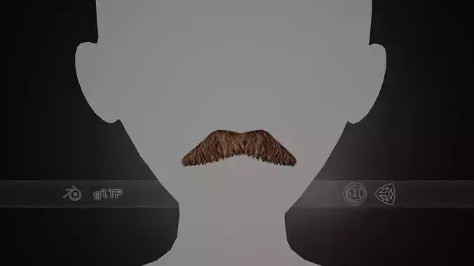 Facial Hair Cards Style 5 - Mustache Low-poly 3D model