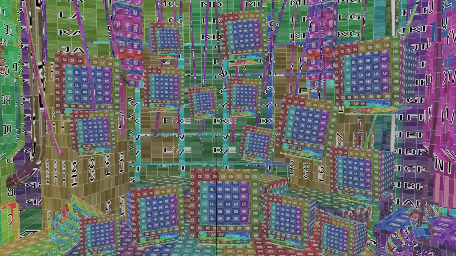 3d lowpoly Cyberpunk style dystopic computer room Low-poly 3D model_22