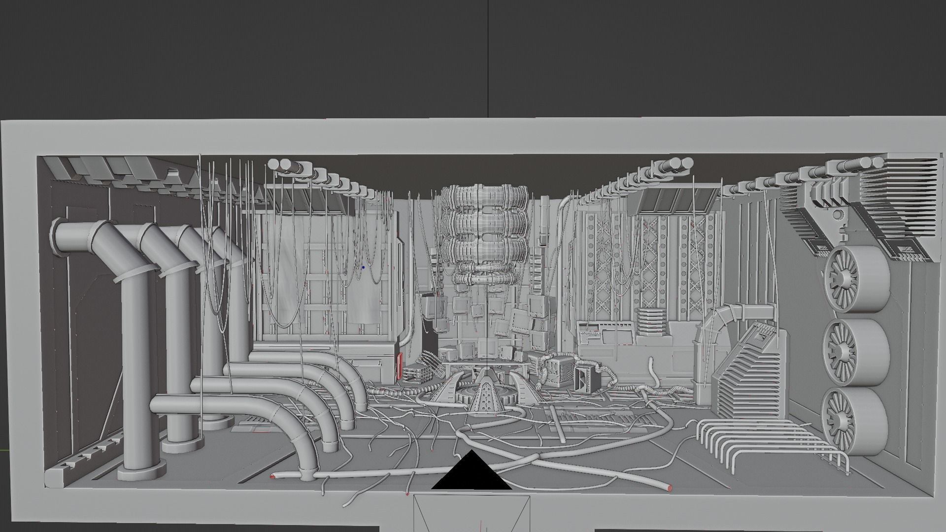 3d lowpoly Cyberpunk style dystopic computer room Low-poly 3D model_11