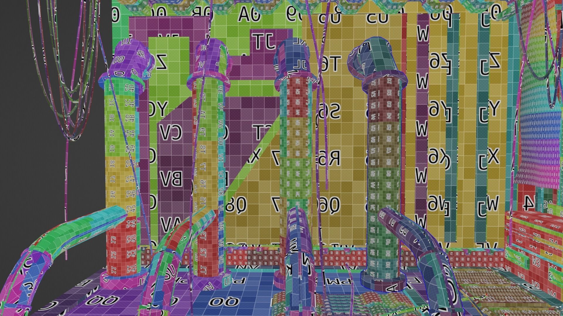 3d lowpoly Cyberpunk style dystopic computer room Low-poly 3D model_15