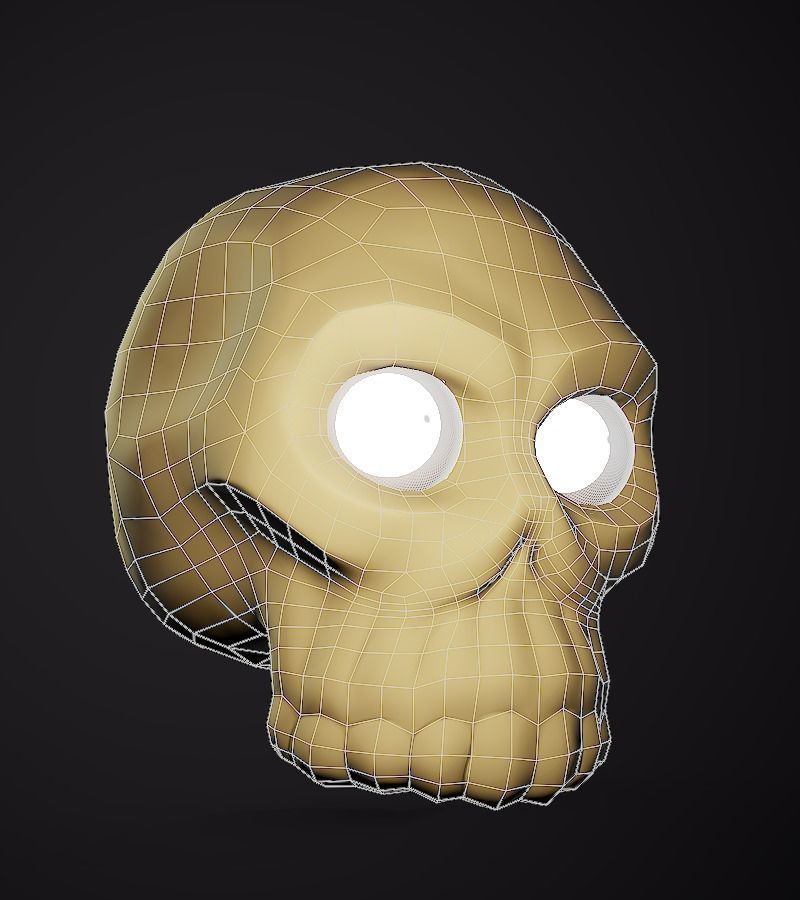 Stylized skull base mesh Low-poly 3D model_2