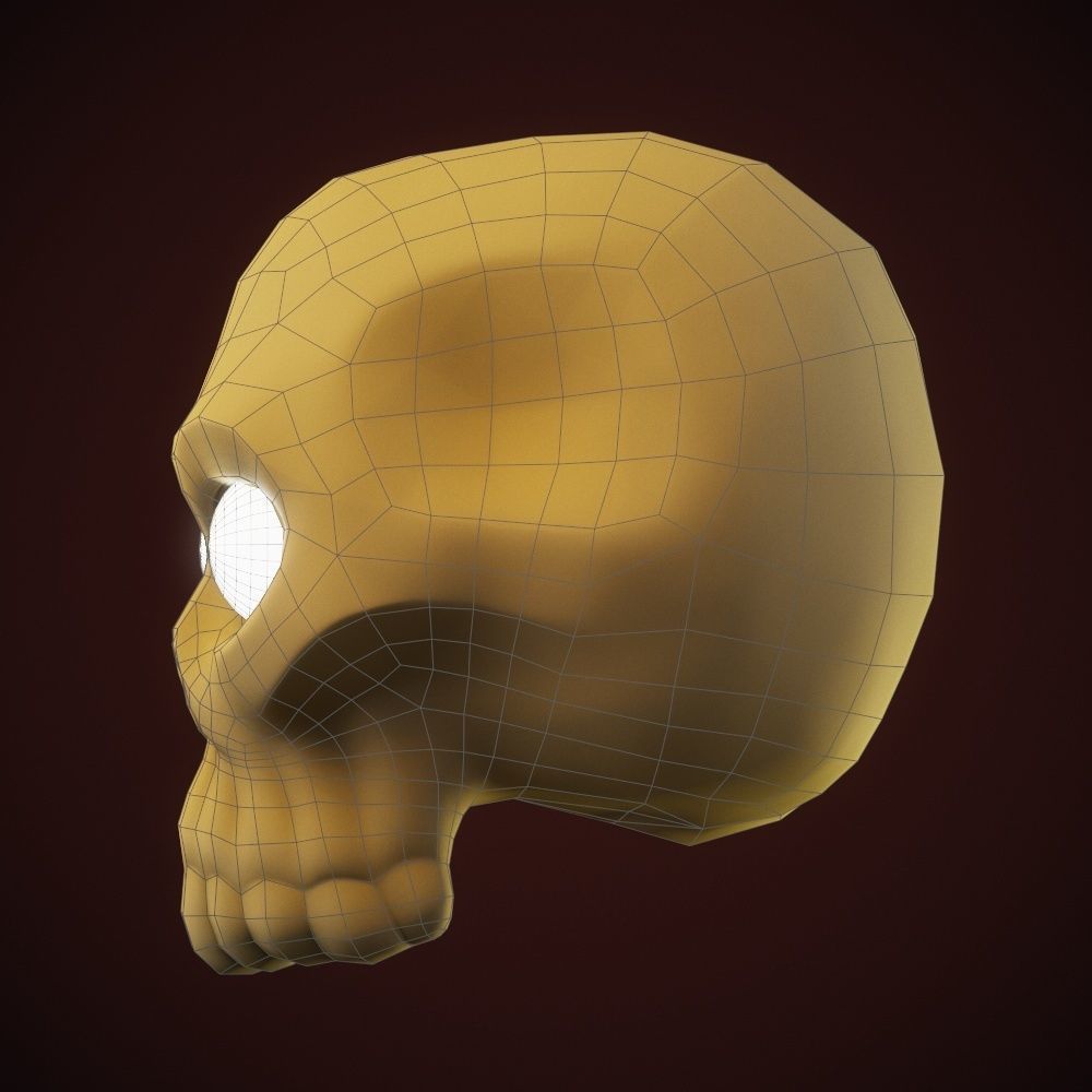 Stylized skull base mesh Low-poly 3D model_8