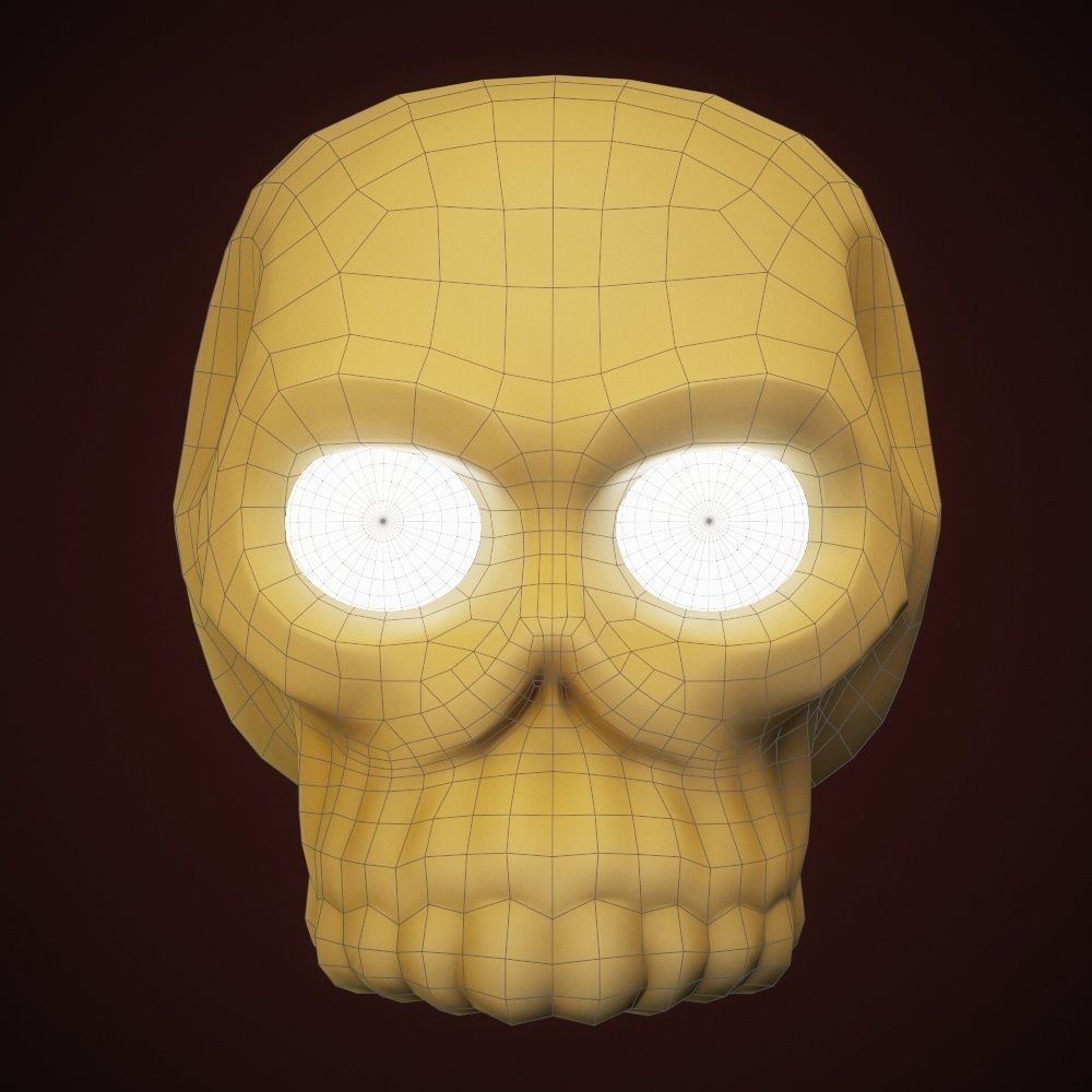 Stylized skull base mesh Low-poly 3D model_6