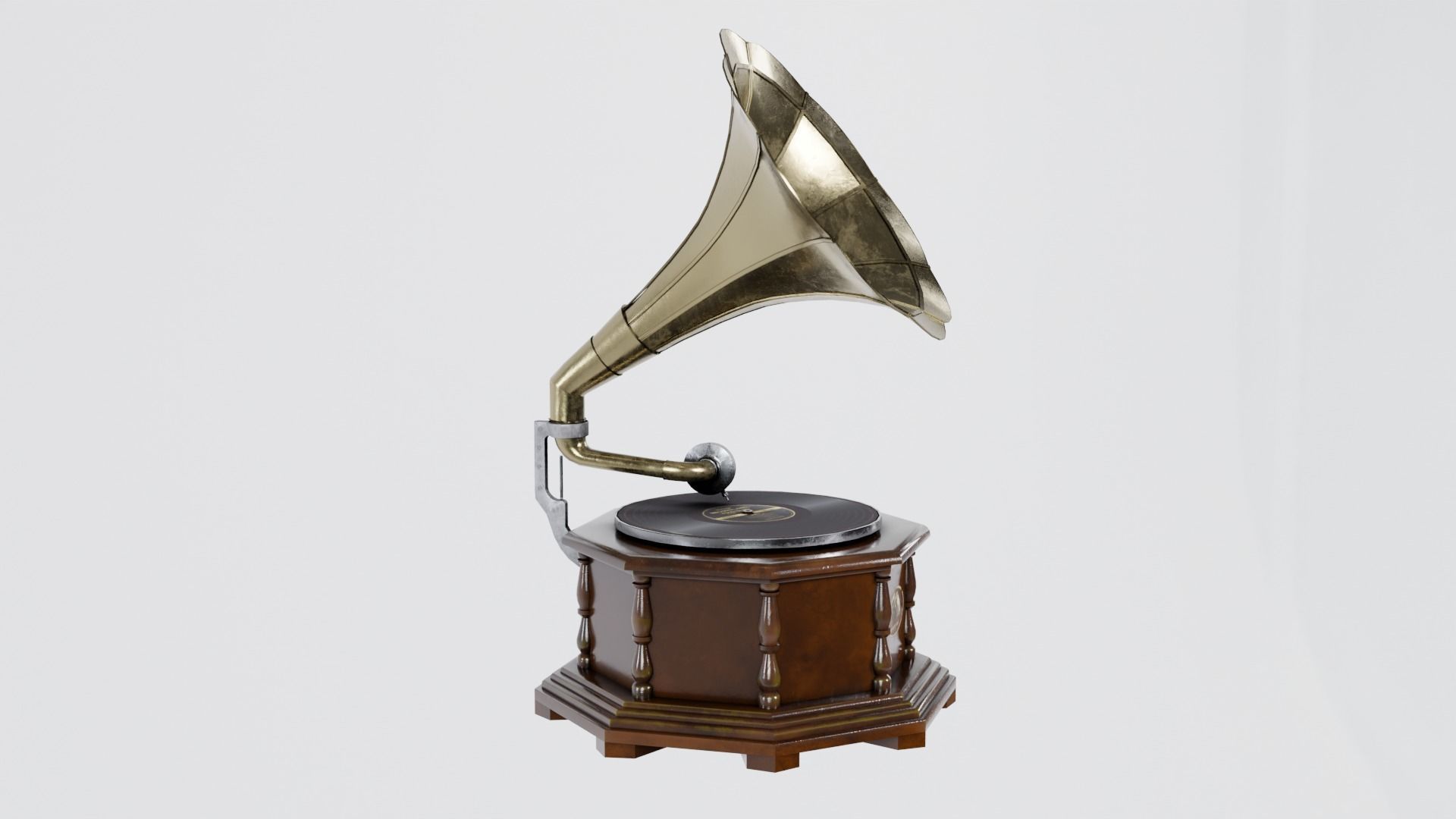 Classic Retro Gramophone Low-poly 3D model_3