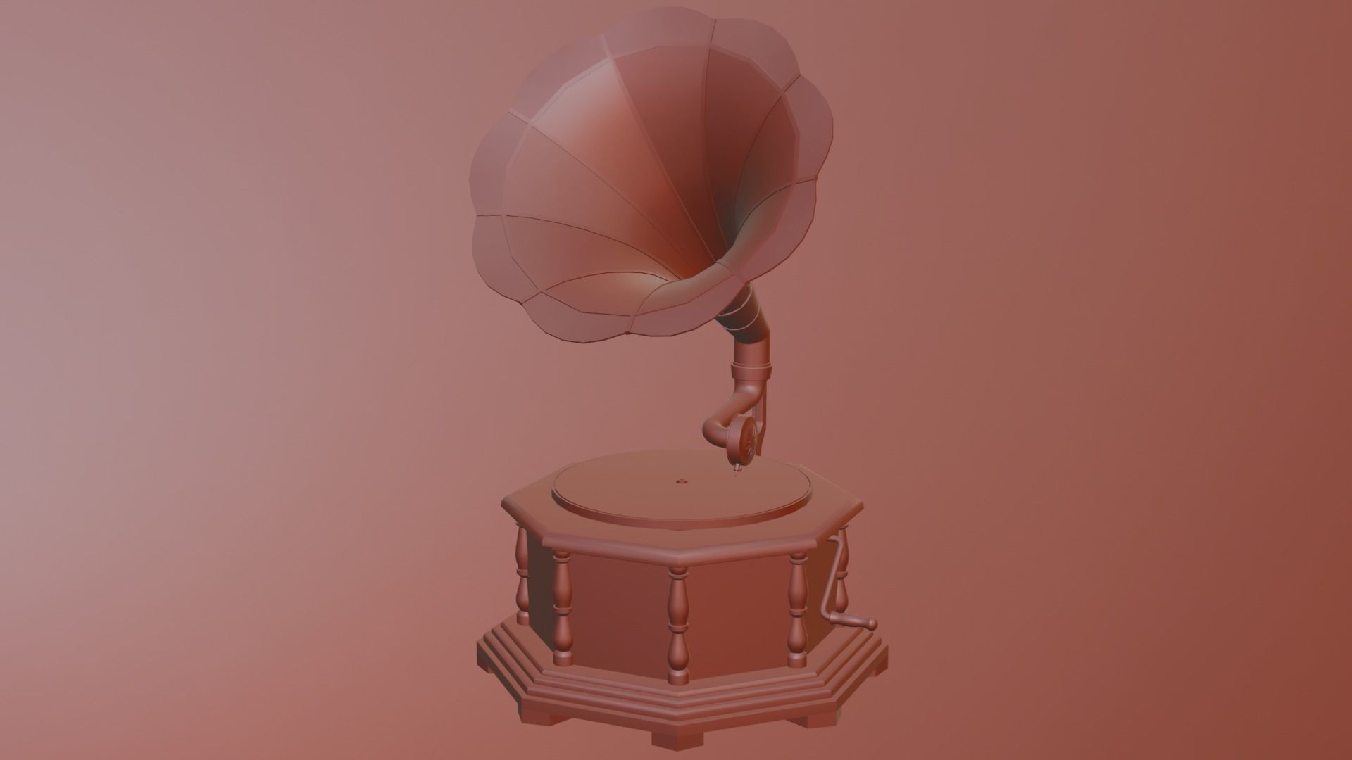 Classic Retro Gramophone Low-poly 3D model_9