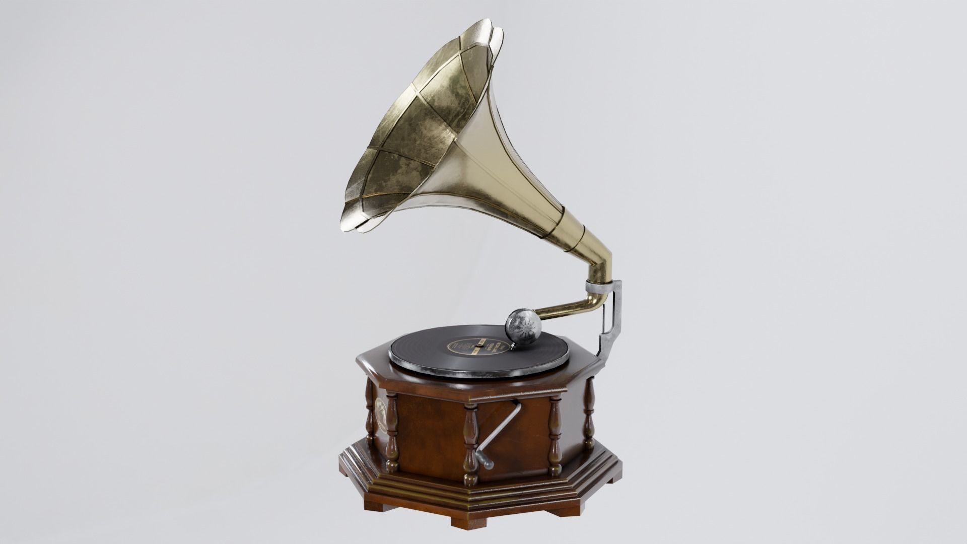 Classic Retro Gramophone Low-poly 3D model_2