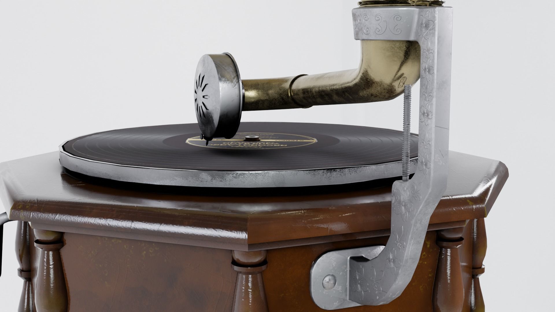 Classic Retro Gramophone Low-poly 3D model_5