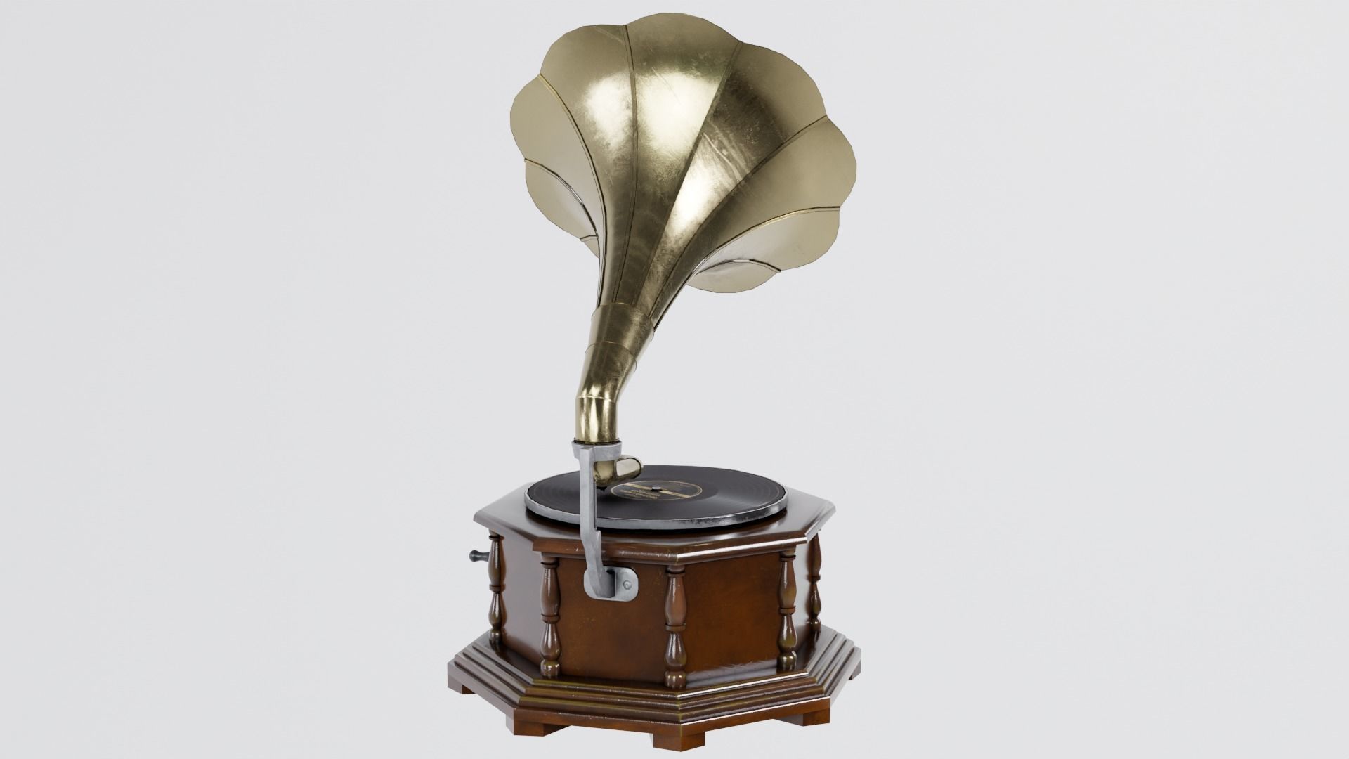 Classic Retro Gramophone Low-poly 3D model_4