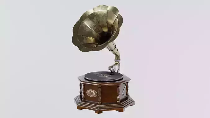 Classic Retro Gramophone Low-poly 3D model