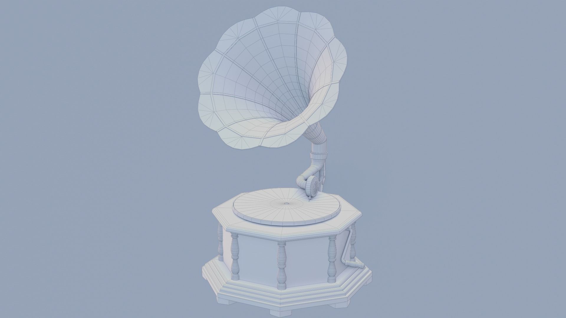 Classic Retro Gramophone Low-poly 3D model_7