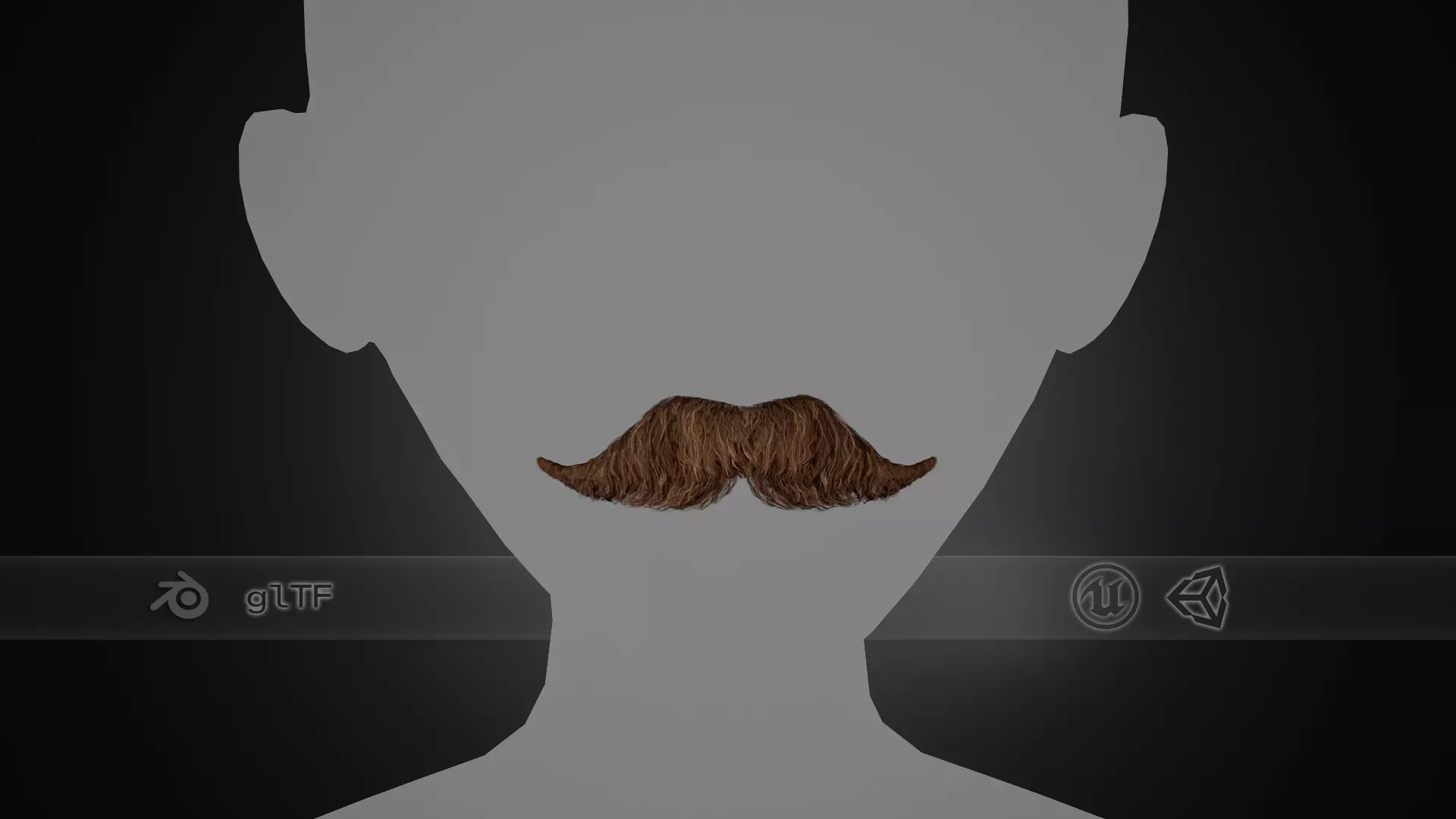 Facial Hair Cards Style 6 - Hungarian Mustache Low-poly 3D model_0
