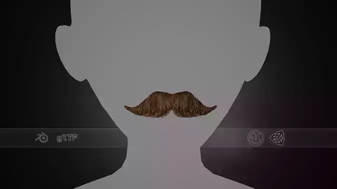 Facial Hair Cards Style 6 - Hungarian Mustache Low-poly 3D model