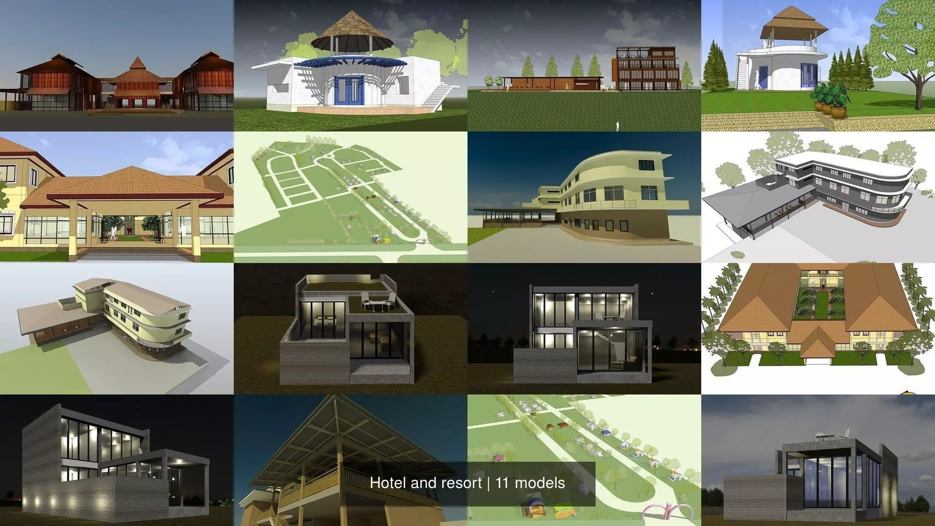Hotel and resort 3D Model Collection_0