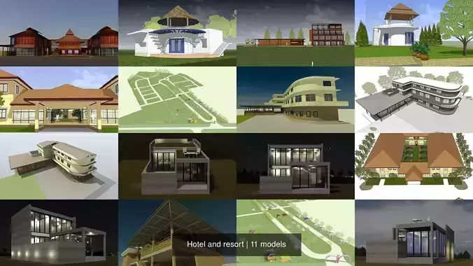 Hotel and resort 3D Model Collection