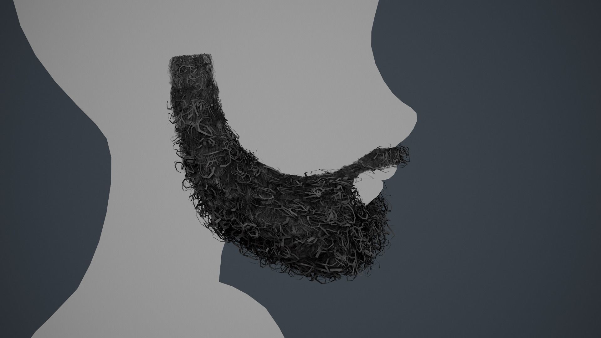 Facial Hair Cards Style 7 - Full Curly Beard Low-poly 3D model_5