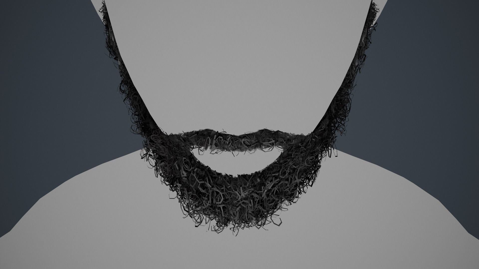 Facial Hair Cards Style 7 - Full Curly Beard Low-poly 3D model_15